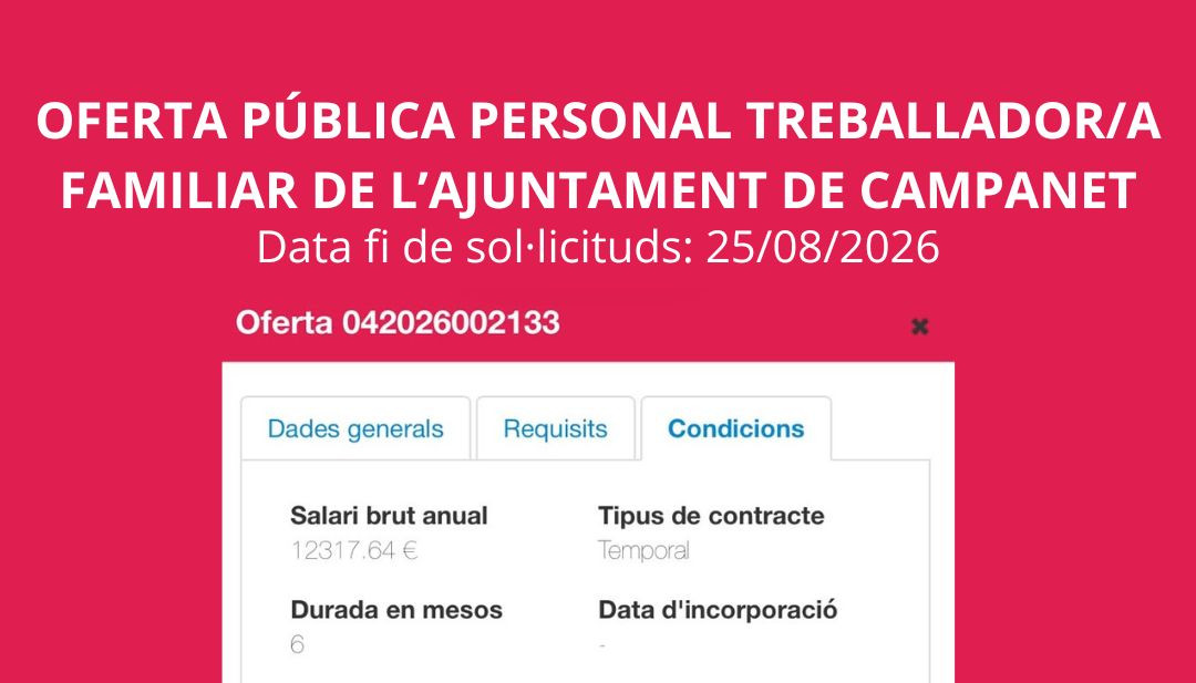 Oferta treballador/a familiar