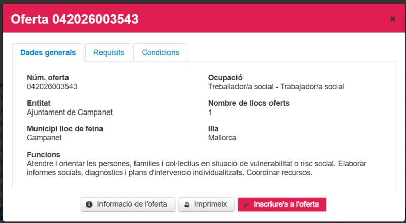 Oferta treballador/a SOCIAL