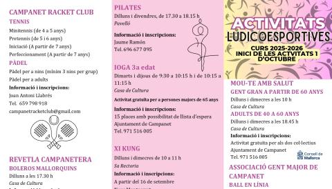 Oferta d'activitats ludicoesportives