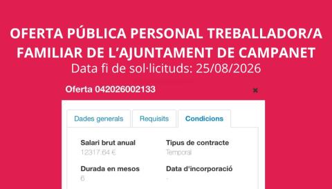 Oferta treballador/a familiar